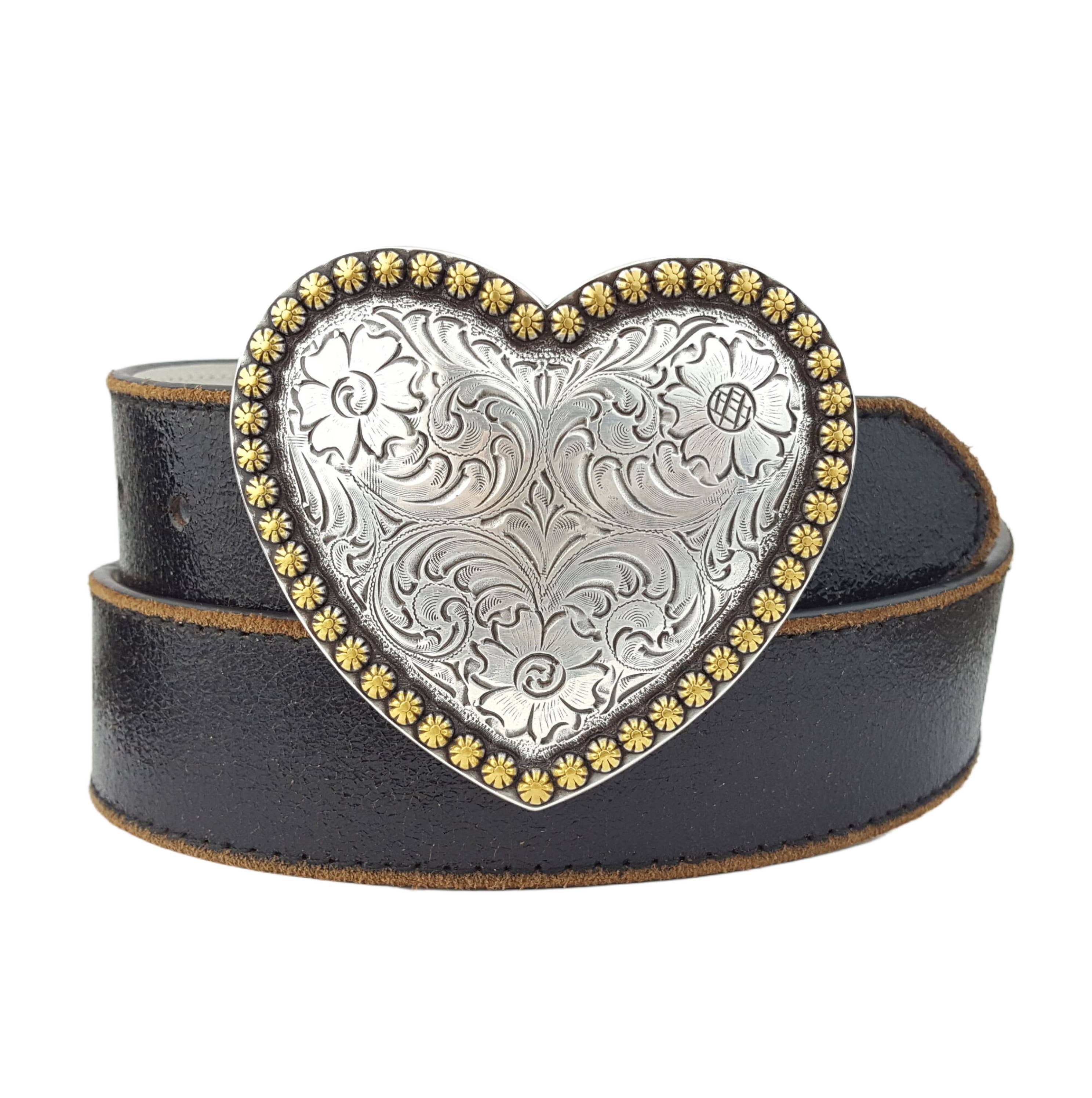 小物 open heart cow leather belt Bounzhi Women Western Belts Heart Buckle Cowgirls Belt