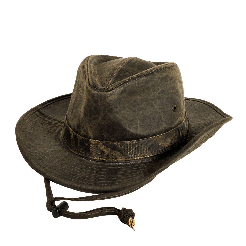 ISLEFIELD oil cloth crusher sun hat with UPF 50+, stylish accessory hat featuring wide brim for sun protection.