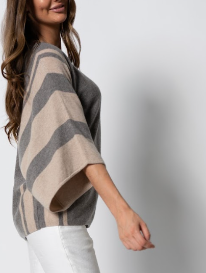ISLEFIELD Go To Stripe Sweater pullover featuring colorful stripe pattern, soft knit fabric, and crew neckline.