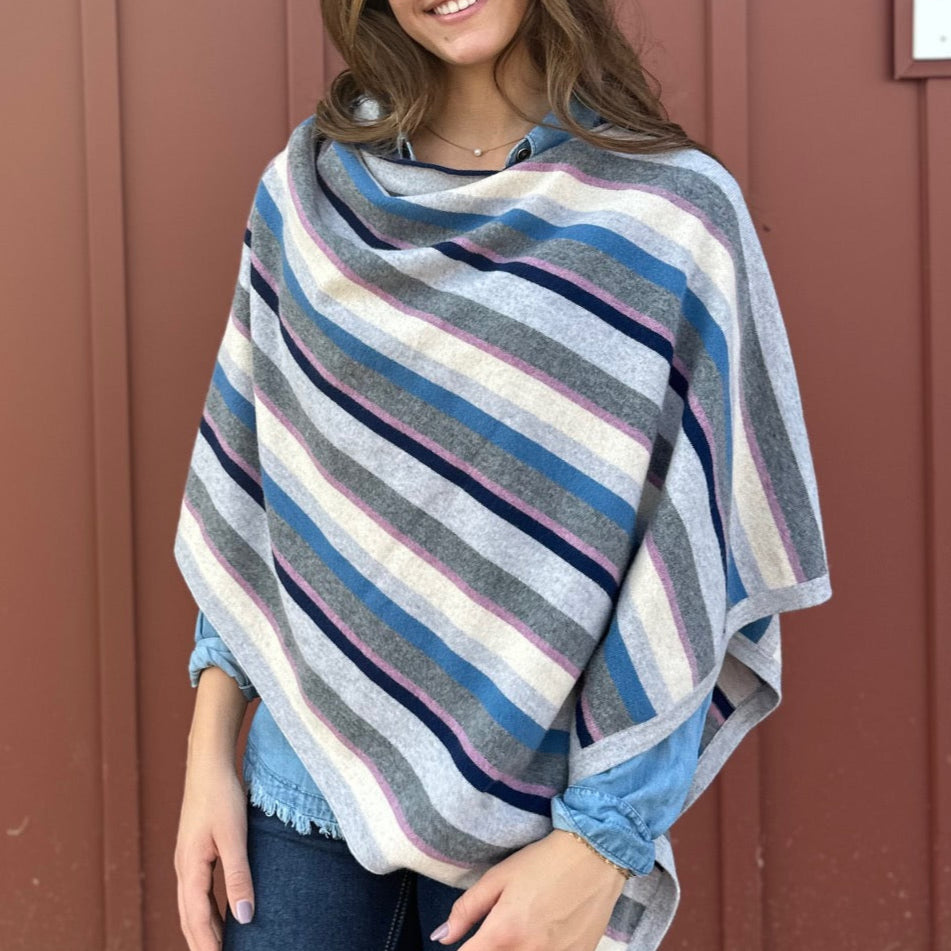 Villa Cashmere Striped Poncho