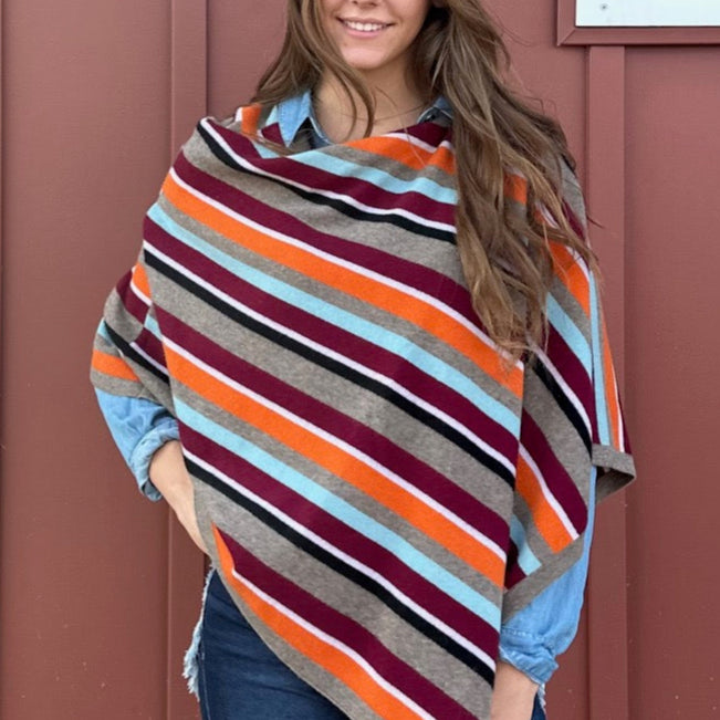 Villa Cashmere Striped Poncho