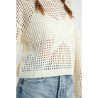 ISLEFIELD Star Open Waffle Pullover Sweater, beige with star pattern, featuring a cozy, textured knit design, front view.