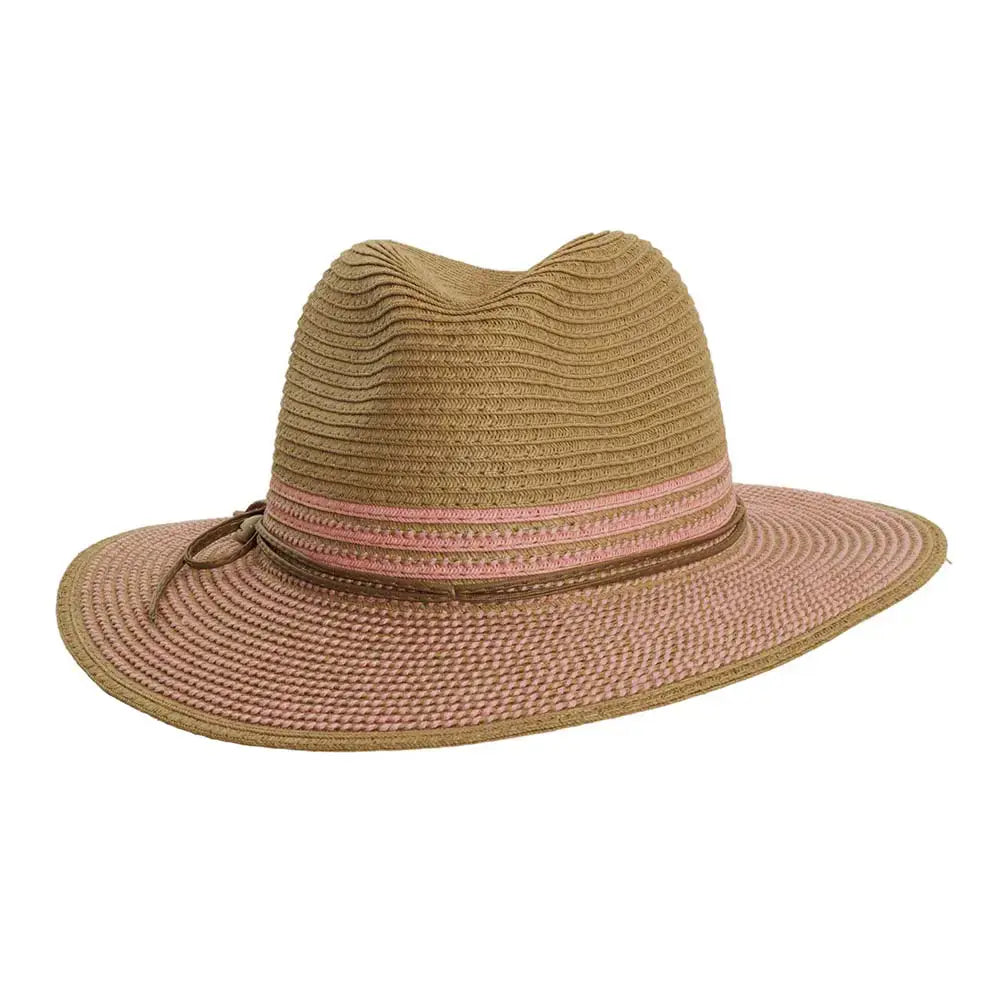 American Hat Makers straw safari sun hat with wide brim and adjustable chin strap, perfect for outdoor adventures.