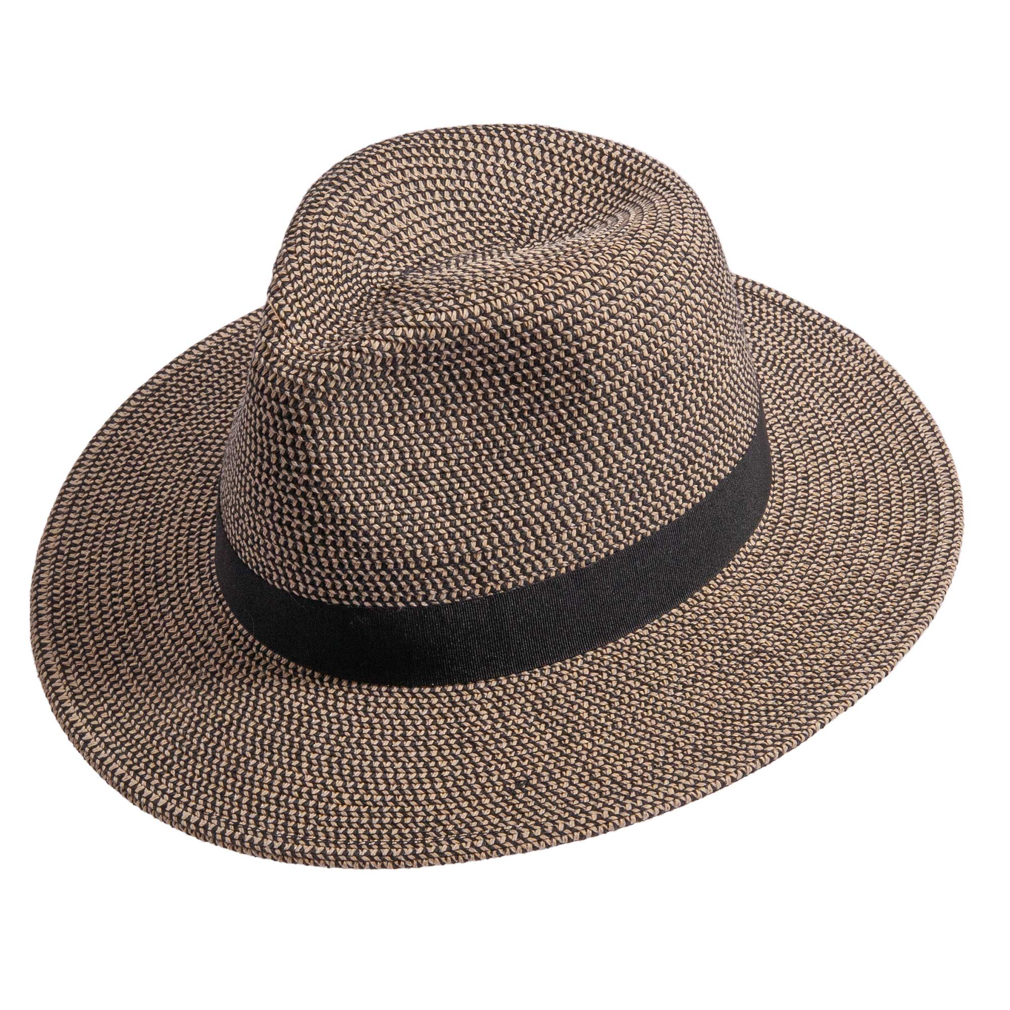 American Hat Makers Dunes Two Tone Rope Straw Hat, wide brim accessory hat with woven straw design and two-tone color scheme.