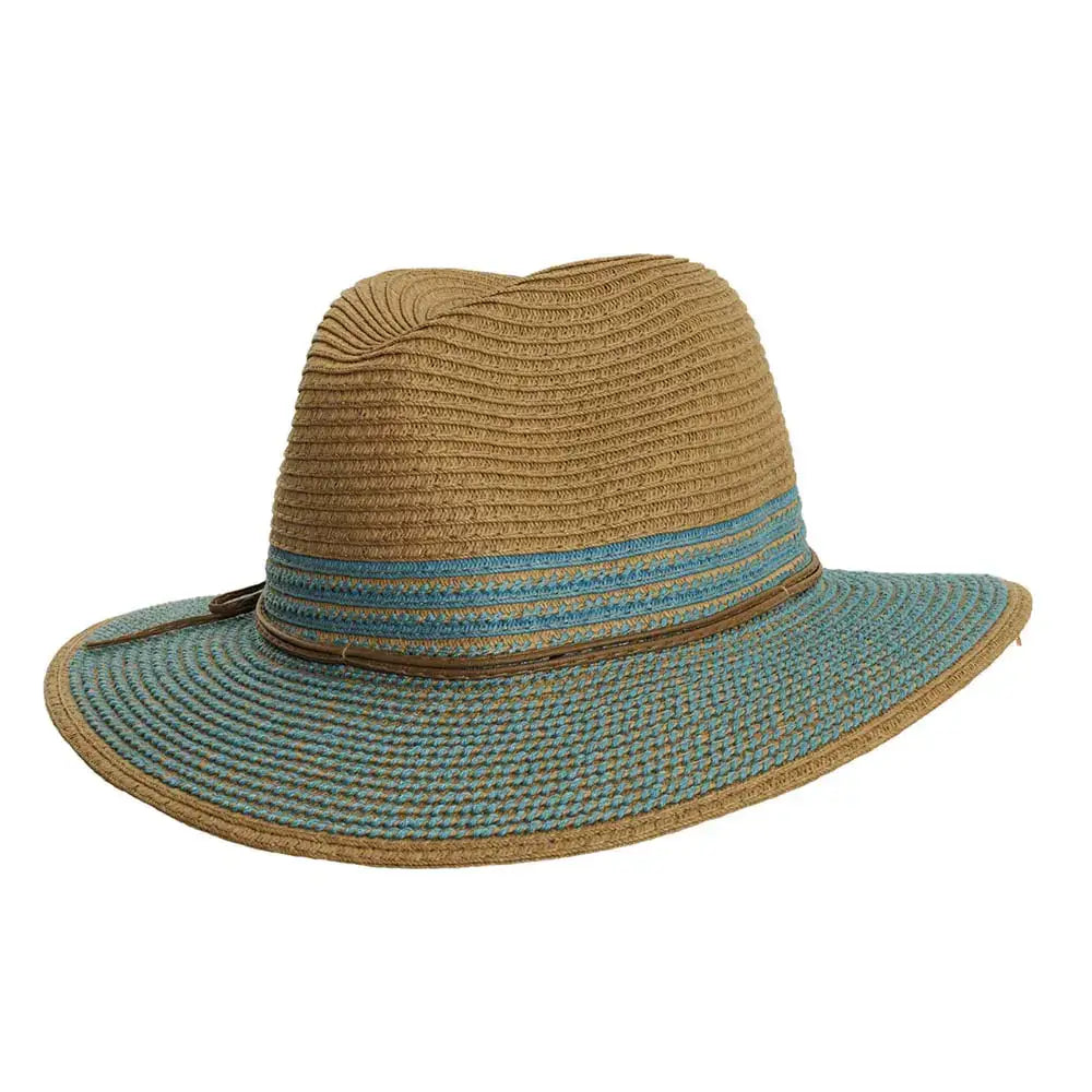 American Hat Makers straw safari sun hat with wide brim and chin strap, perfect for outdoor sun protection and stylish summer wear.