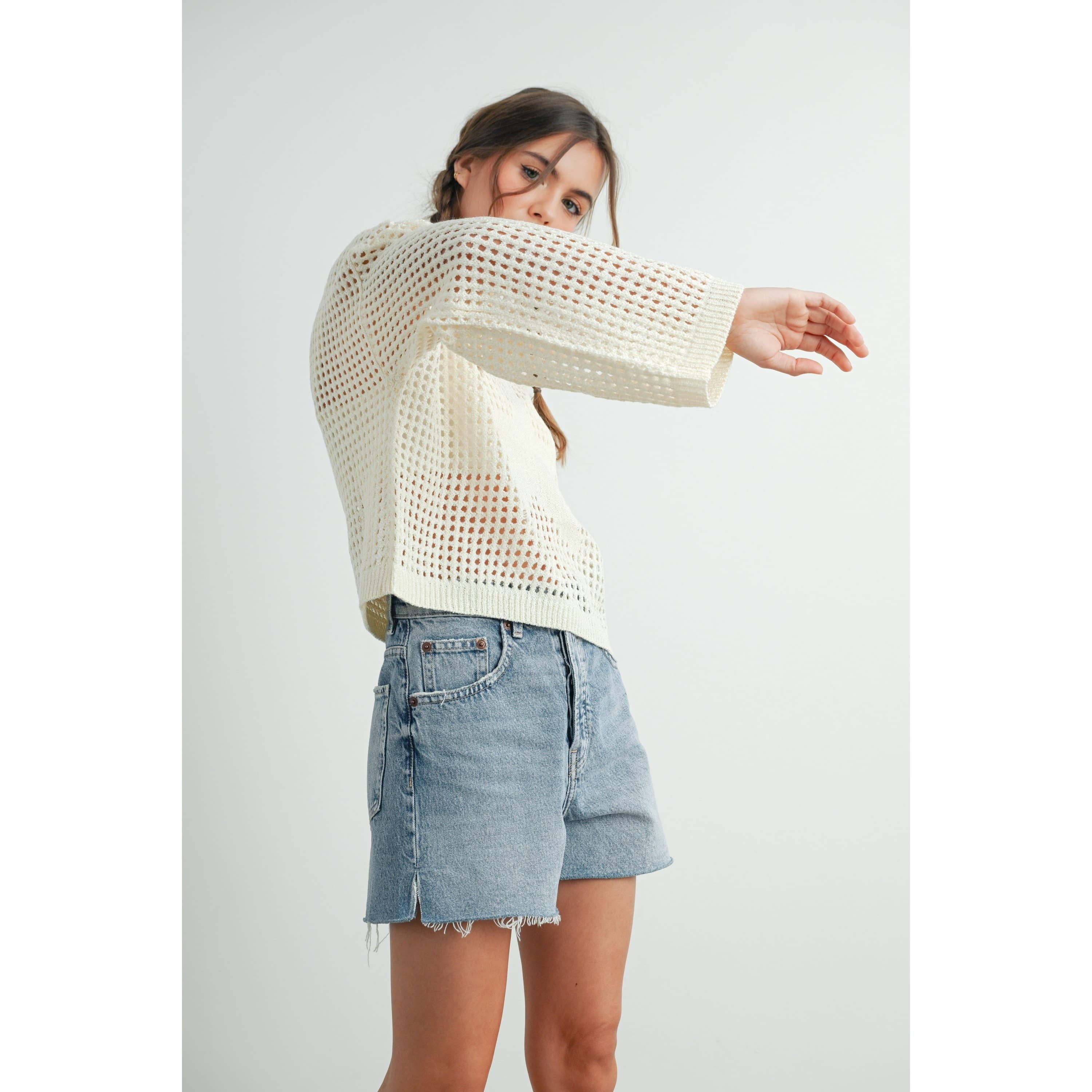 ISLEFIELD Star Open Waffle Sweater pullover featuring a star pattern and textured waffle knit fabric.