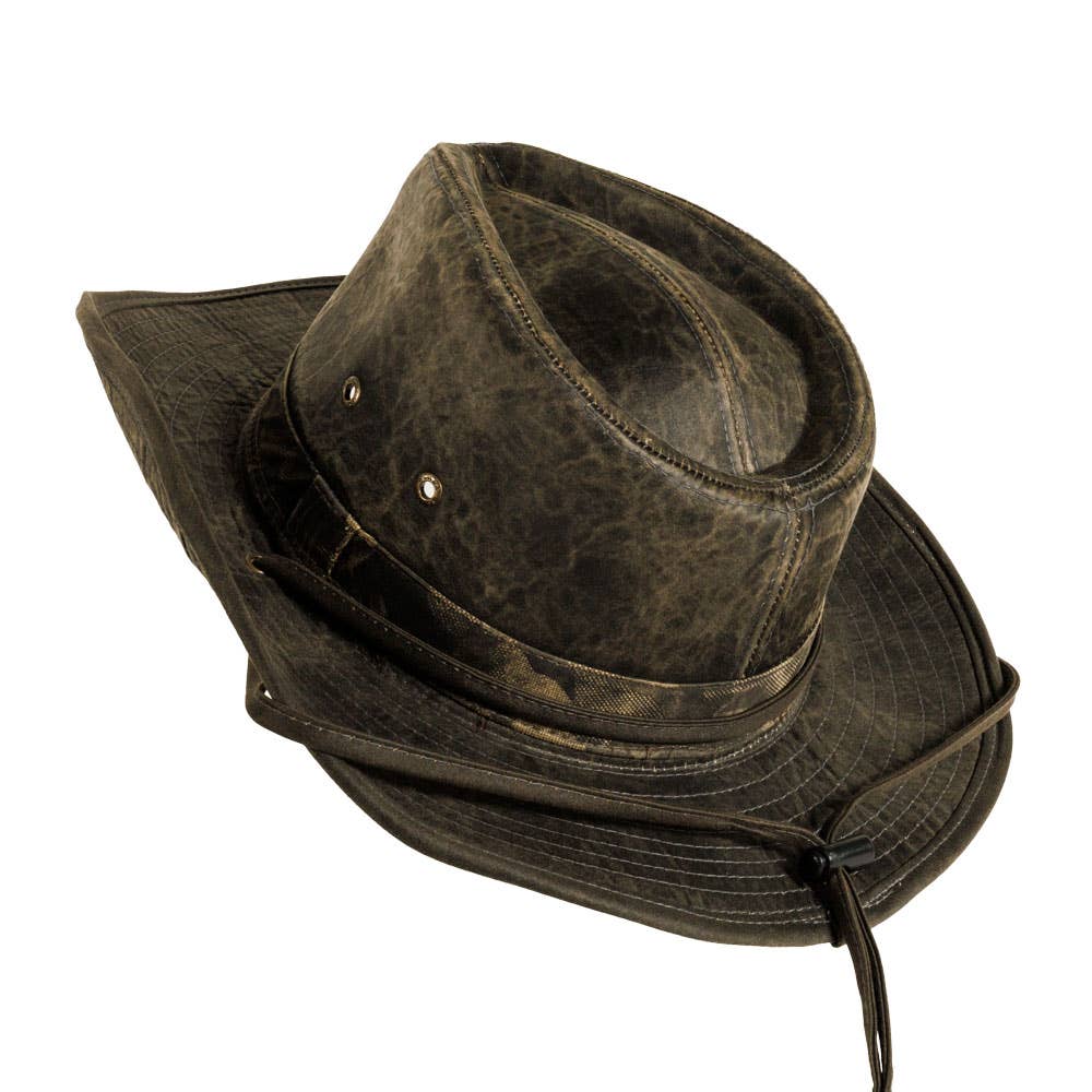 ISLEFIELD oil cloth crusher sun hat with UPF 50+ protection, lightweight accessory hat with wide brim for sun shading.