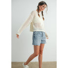 ISLEFIELD Star Open Waffle Pullover Sweater in beige with star pattern and open-knit waffle texture, casual and cozy style.