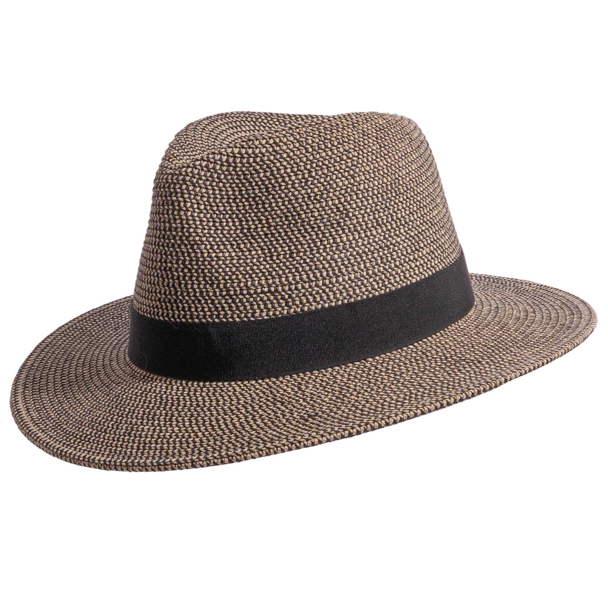 Two-tone straw rope hat by American Hat Makers, stylish accessory with a woven brim and decorative band, perfect for sun protection.