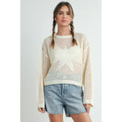 ISLEFIELD Star Open Waffle Sweater pullover in beige with star pattern, featuring a cozy open-knit design and casual style.