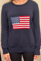 ISLEFIELD Betsy Pullover sweater with a colorful flag design on the front, casual and cozy knit for everyday wear.