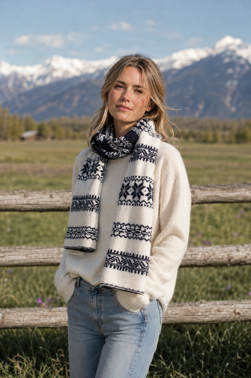 ISLEFIELD Flora scarf featuring vibrant floral patterns and soft fabric, displayed draped on a neutral background.