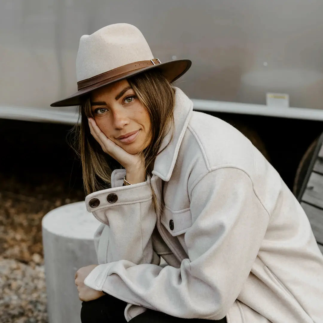Felt Leather Fedora Hat