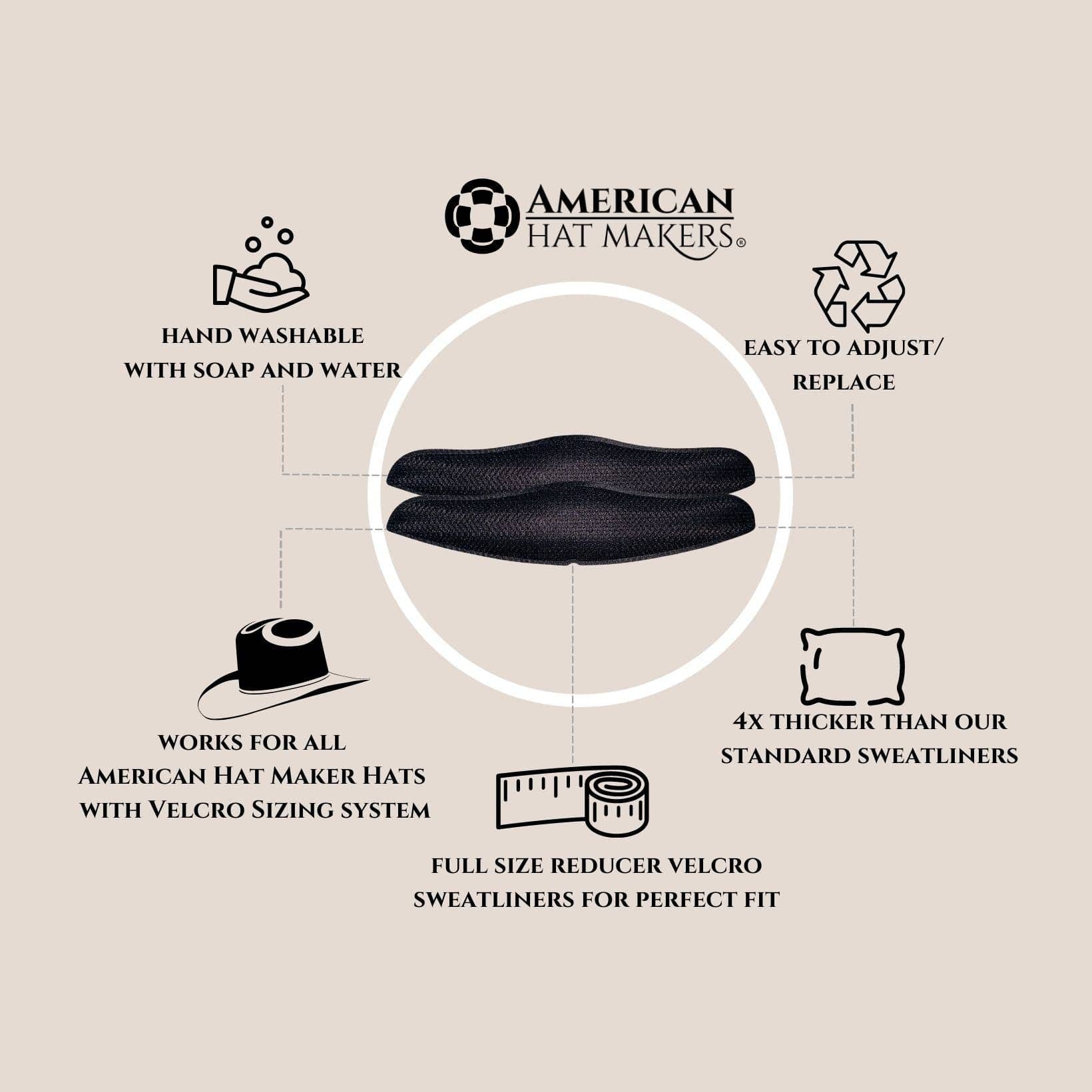 Full size reducer hat accessory by American Hat Makers, shown in neutral tone with detailed fabric texture.