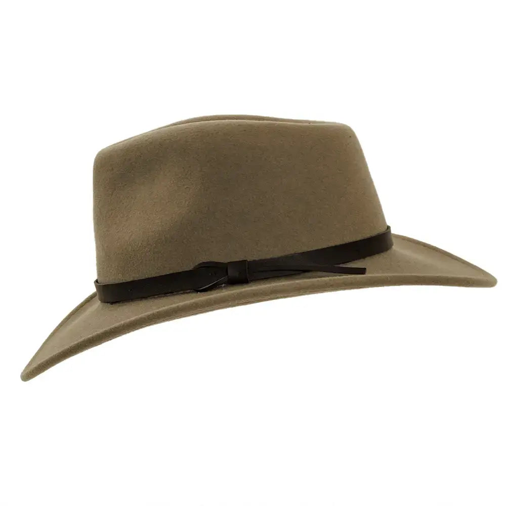Crushable felt field hat by American Hat Makers, stylish accessory hat with a wide brim and flexible, foldable design.