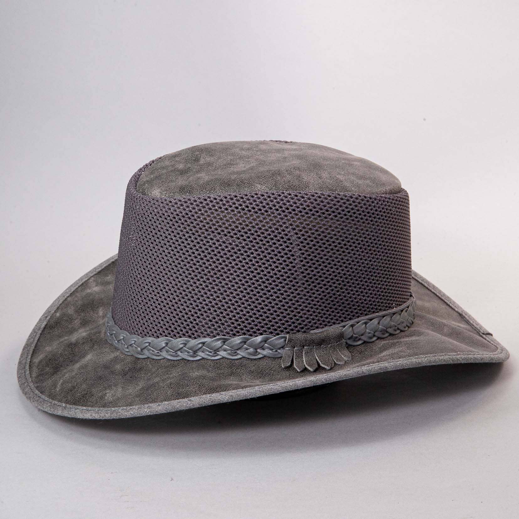 ISLEFIELD Crusher Breeze Outback Hat with wide brim, lightweight straw material, and adjustable chin strap for outdoor sun protection.