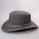 ISLEFIELD Crusher Breeze Outback Hat with wide brim, lightweight straw material, and adjustable chin strap for outdoor sun protection.